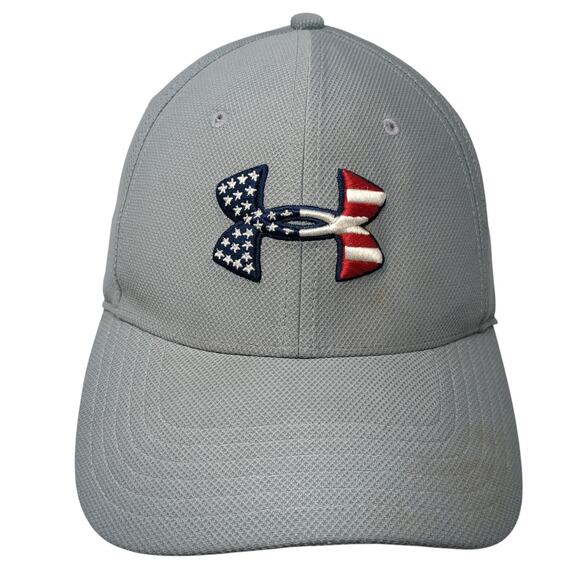 Under Armour U.S. Flag Fitted Baseball Cap Gray XL Embroidered Classic Fit - Picture 1 of 9